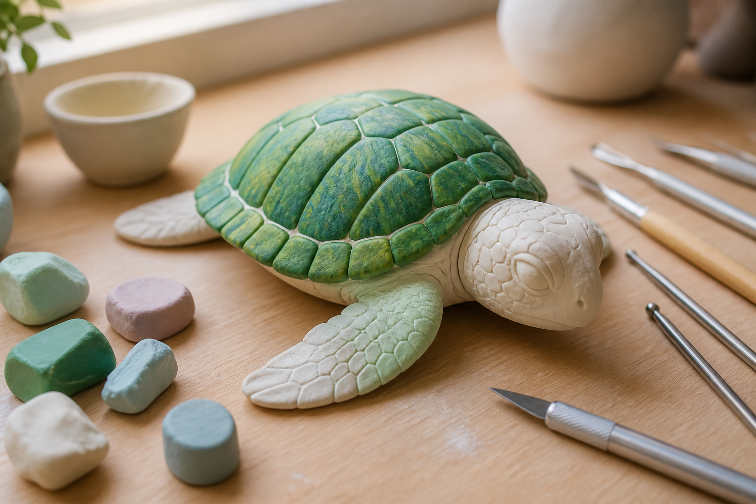 La tortue en pâte FIMO se modèle facilement en quatre étapes